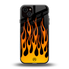 y2k yellow flames back phone cover | glass case for iphone 15 plus
