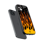 y2k yellow flames back phone cover | glass case for iphone 14 plus