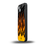 y2k yellow flames back phone cover | glass case for iphone 15 plus