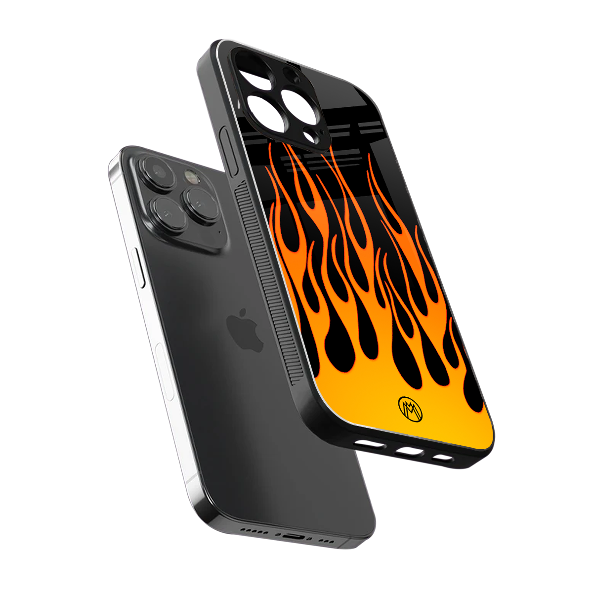 y2k yellow flames back phone cover | glass case for iphone 15 pro max