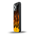y2k yellow flames back phone cover | glass case for iphone 15 pro max