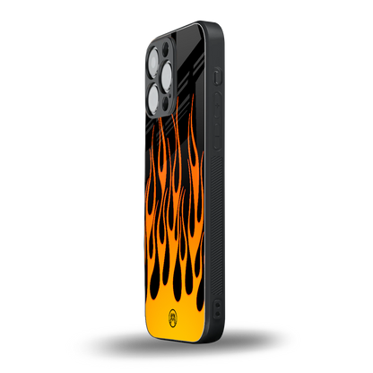 y2k yellow flames back phone cover | glass case for iphone 14 pro max