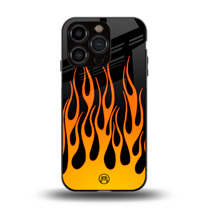 y2k yellow flames back phone cover | glass case for iphone 15 pro