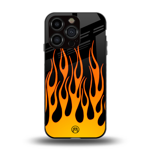 y2k yellow flames back phone cover | glass case for iphone 14 pro
