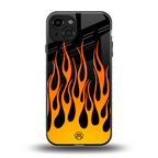 y2k yellow flames back phone cover | glass case for iphone 15