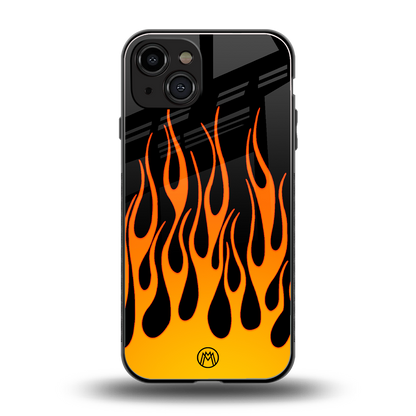 y2k yellow flames back phone cover | glass case for iphone 15