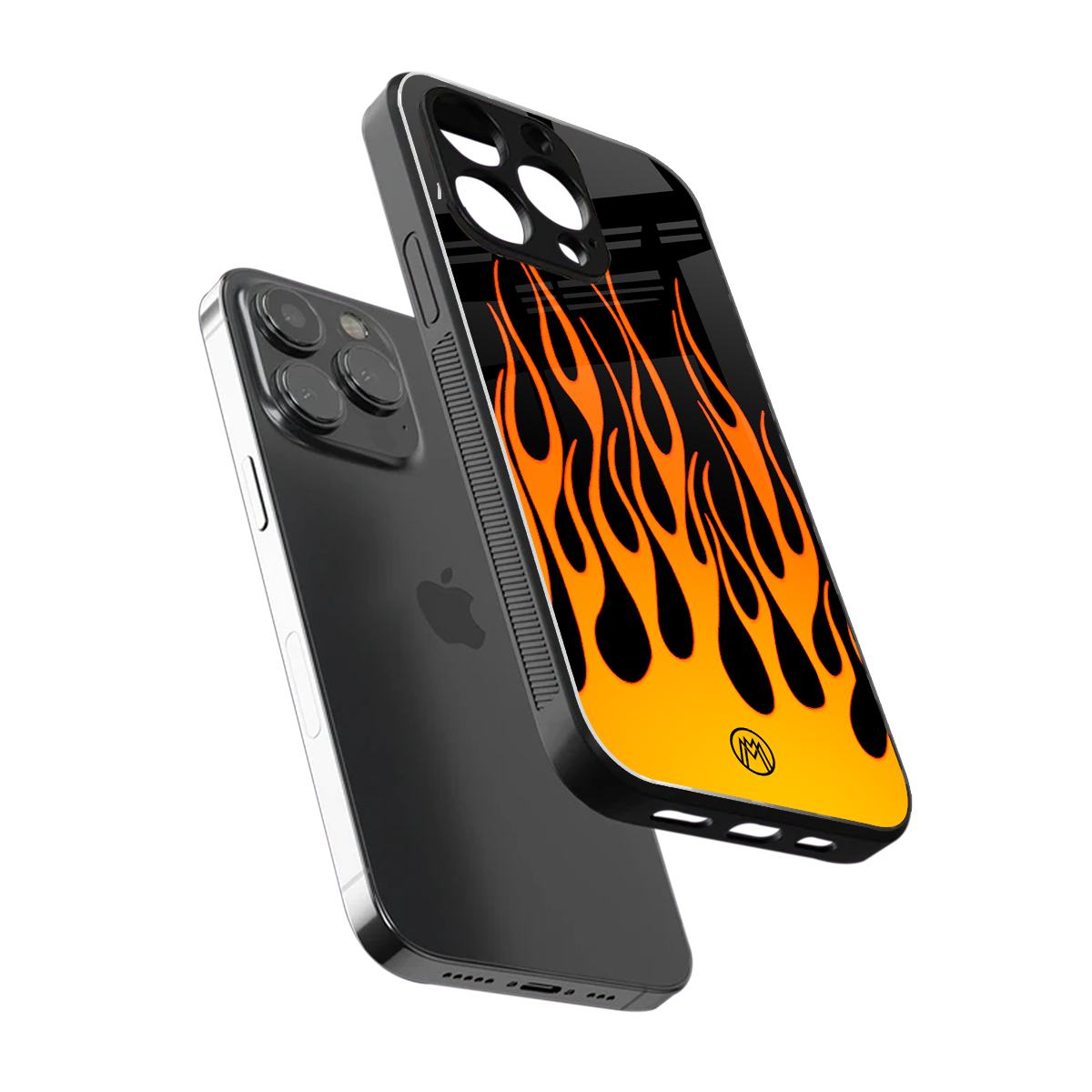 y2k yellow flames back phone cover | glass case for iphone 15 pro