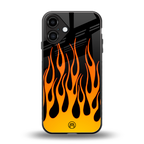 y2k yellow flames back phone cover | glass case for iphone 16 plus