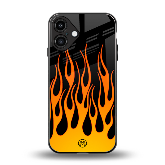 y2k yellow flames back phone cover | glass case for iphone 16 plus