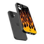 y2k yellow flames back phone cover | glass case for iphone 16 plus