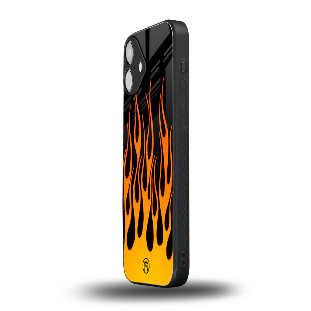 y2k yellow flames back phone cover | glass case for iphone 16 plus
