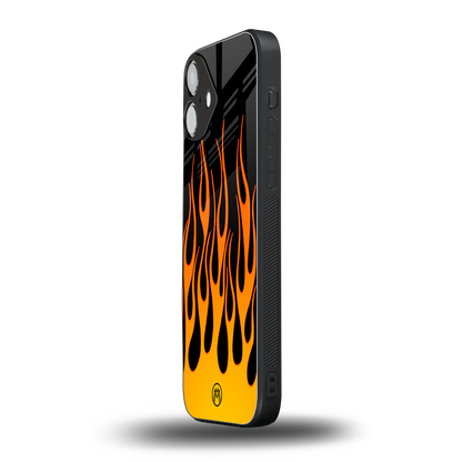 y2k yellow flames back phone cover | glass case for iphone 16 plus