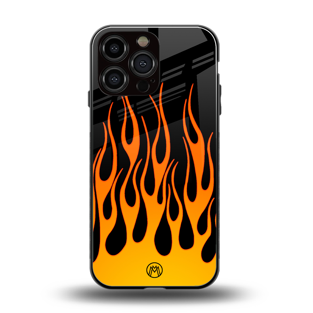 y2k yellow flames back phone cover | glass case for iphone 16 pro max