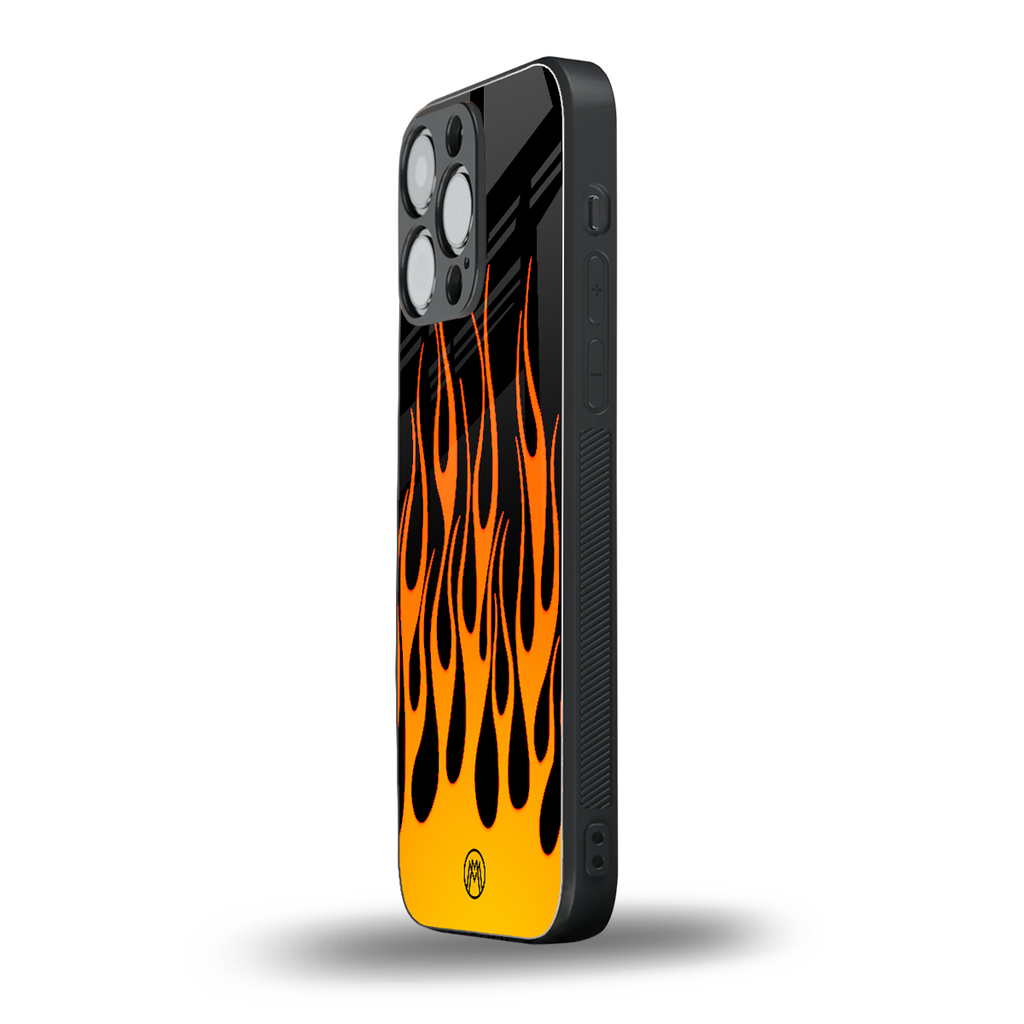 y2k yellow flames back phone cover | glass case for iphone 16 pro max