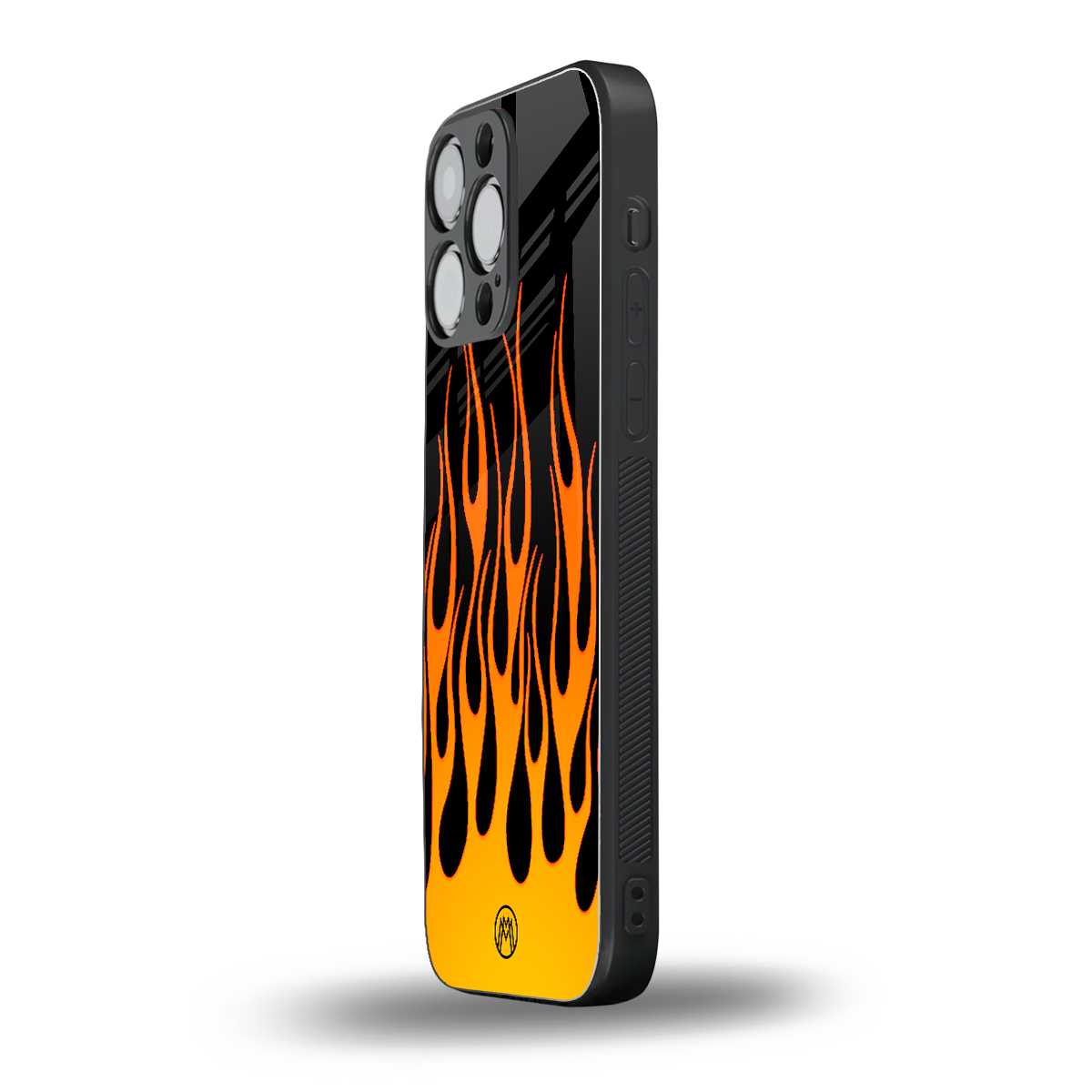 y2k yellow flames back phone cover | glass case for iphone 16 pro max
