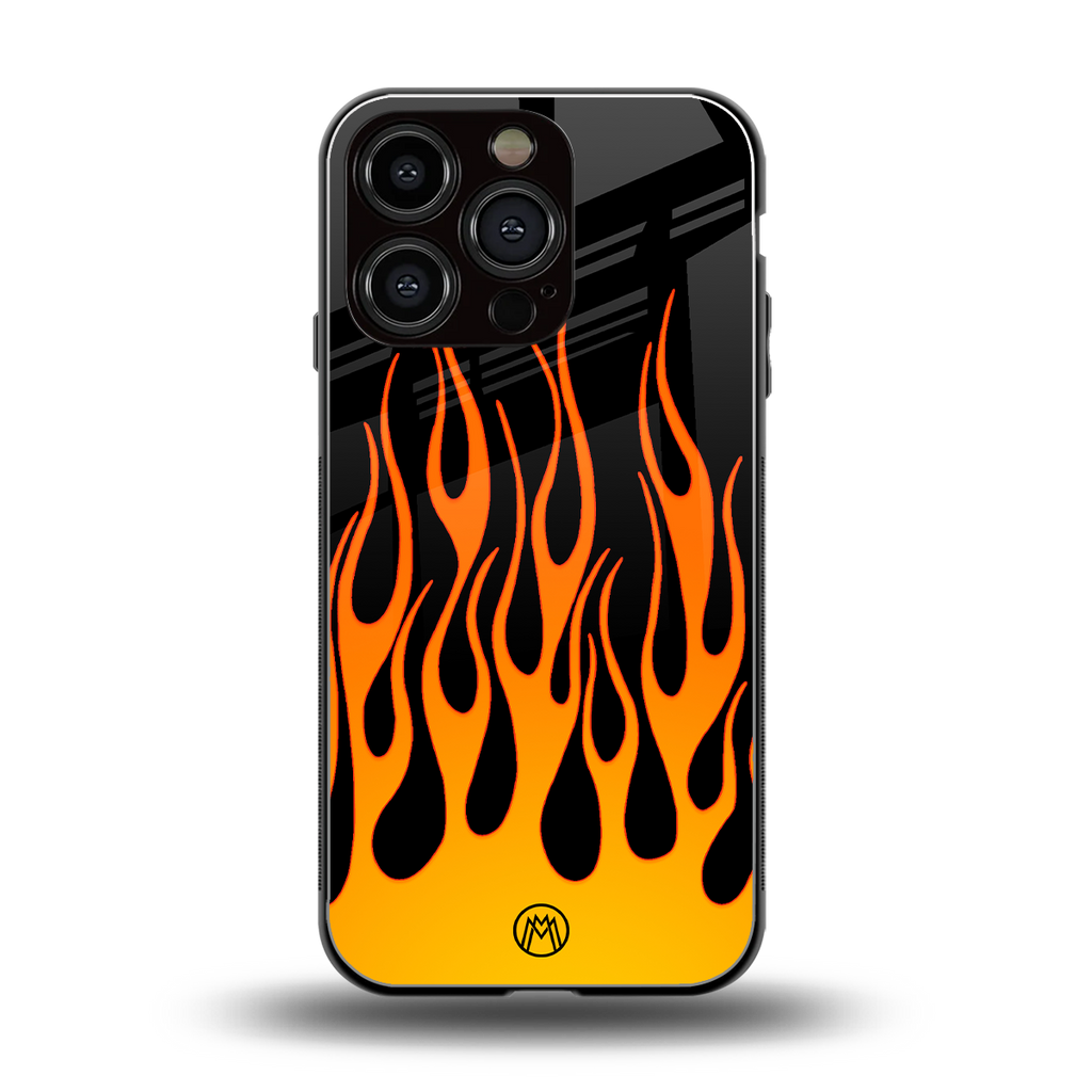 y2k yellow flames back phone cover | glass case for iphone 16 pro