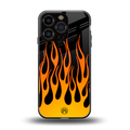 y2k yellow flames back phone cover | glass case for iphone 16 pro