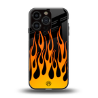 y2k yellow flames back phone cover | glass case for iphone 16 pro