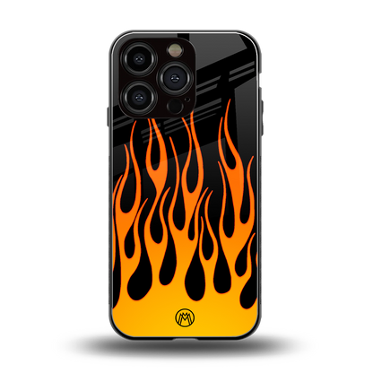 y2k yellow flames back phone cover | glass case for iphone 16 pro