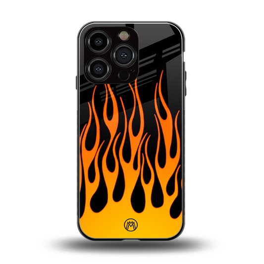 y2k yellow flames back phone cover | glass case for iphone 16 pro