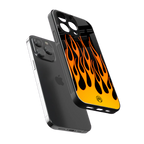 y2k yellow flames back phone cover | glass case for iphone 16 pro