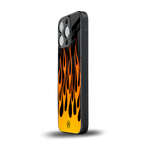 y2k yellow flames back phone cover | glass case for iphone 16 pro