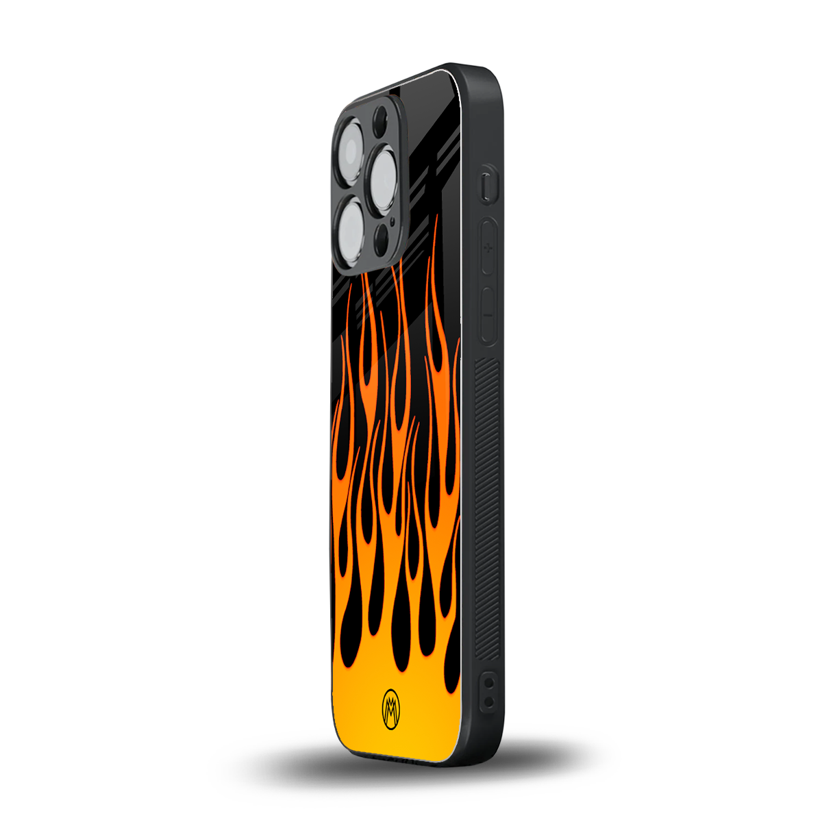 y2k yellow flames back phone cover | glass case for iphone 16 pro