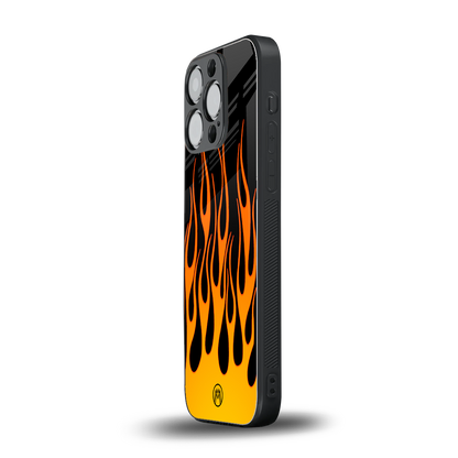 y2k yellow flames back phone cover | glass case for iphone 16 pro