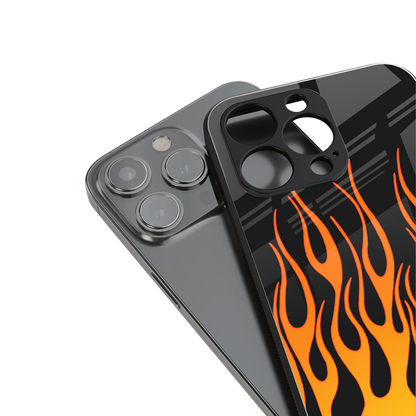 y2k yellow flames back phone cover | glass case for iphone 14 pro max