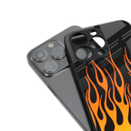 y2k yellow flames back phone cover | glass case for iphone 16 pro