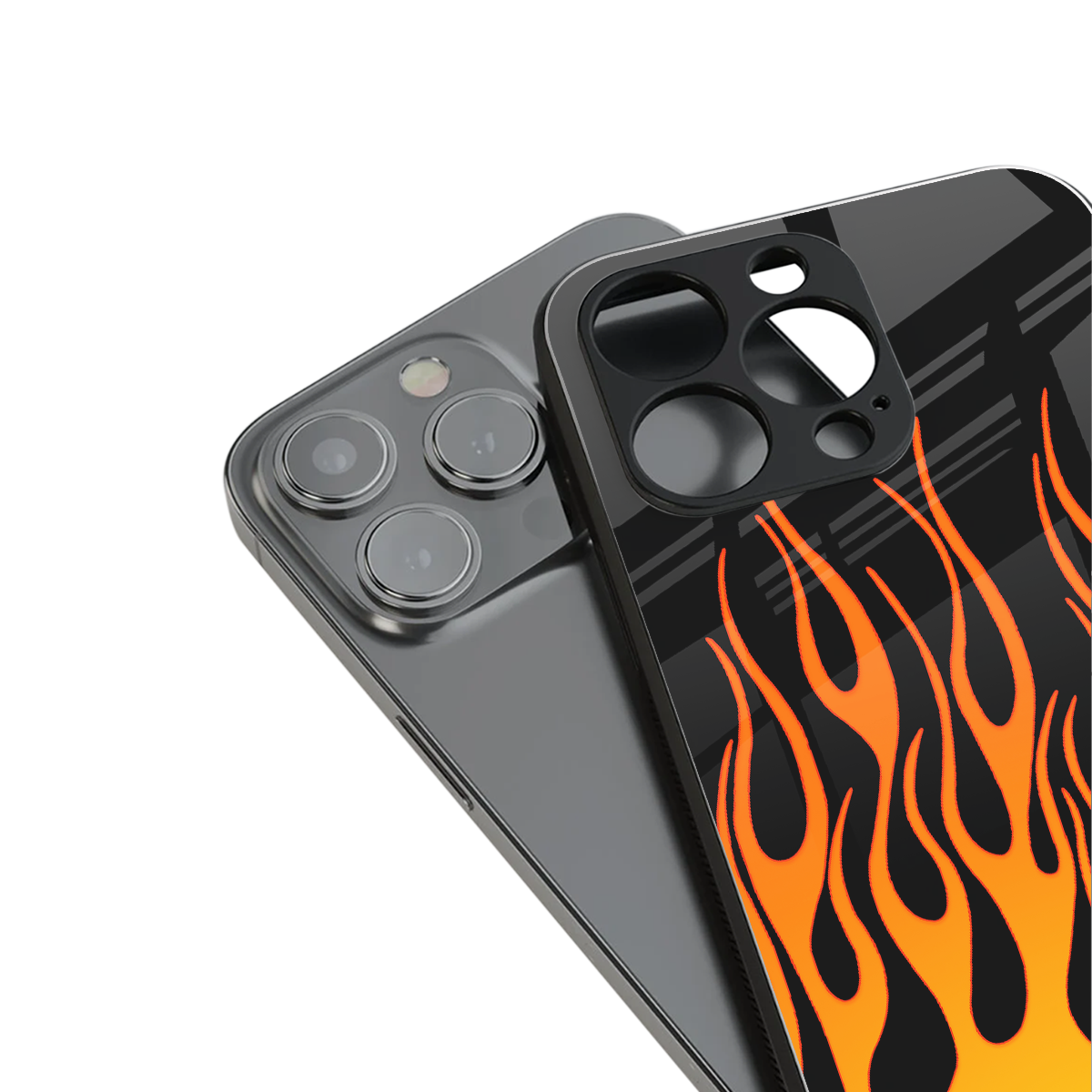 y2k yellow flames back phone cover | glass case for iphone 16 pro