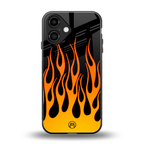 y2k yellow flames back phone cover | glass case for iphone 16