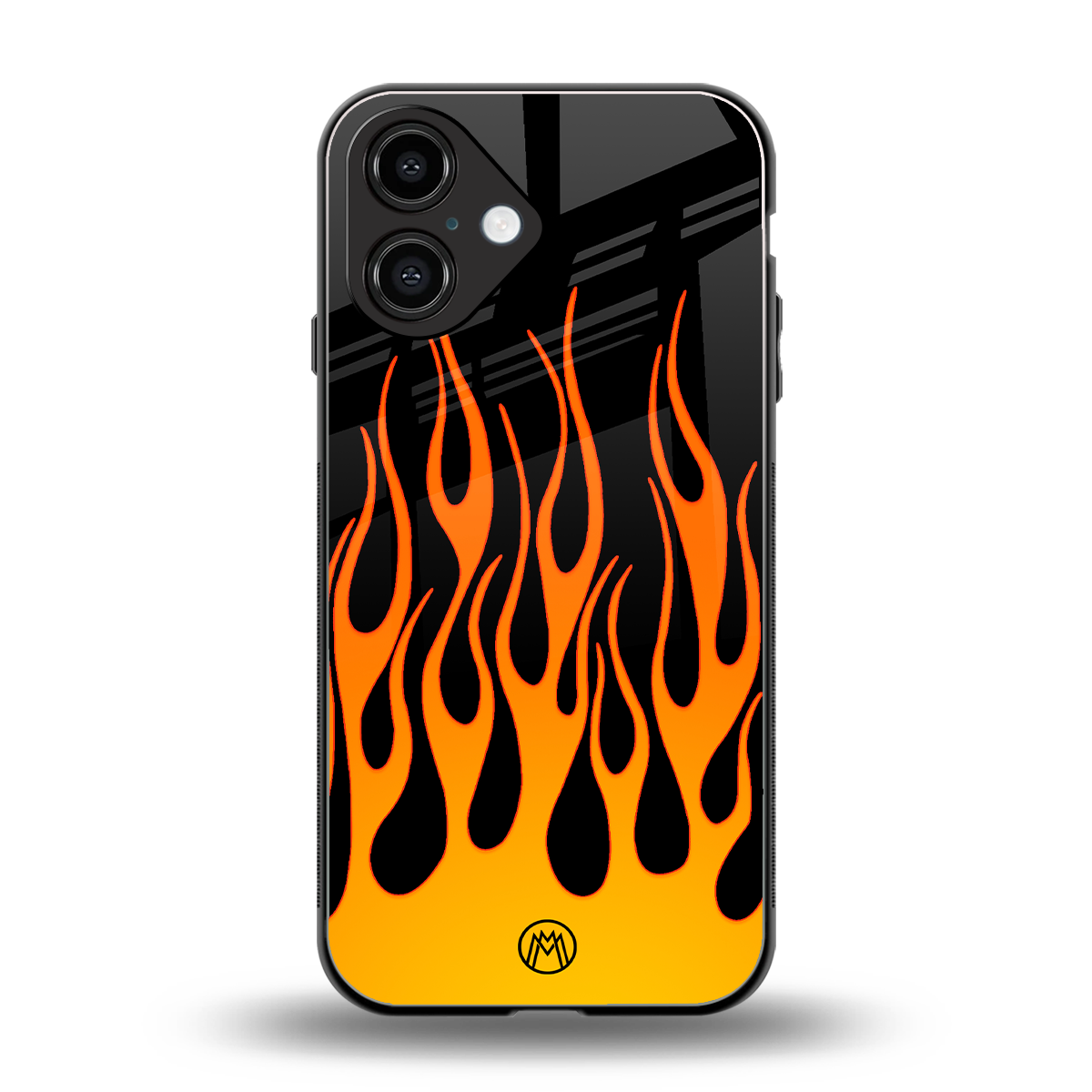 y2k yellow flames back phone cover | glass case for iphone 16