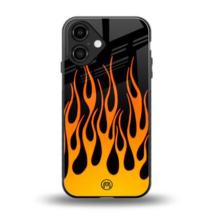 y2k yellow flames back phone cover | glass case for iphone 16