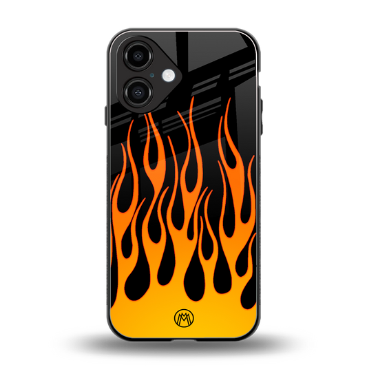 y2k yellow flames back phone cover | glass case for iphone 16