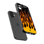 y2k yellow flames back phone cover | glass case for iphone 16