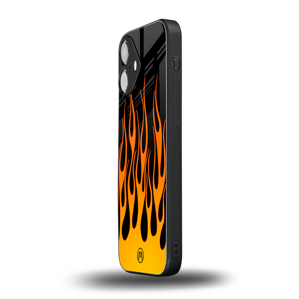 y2k yellow flames back phone cover | glass case for iphone 16