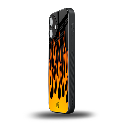 y2k yellow flames back phone cover | glass case for iphone 16