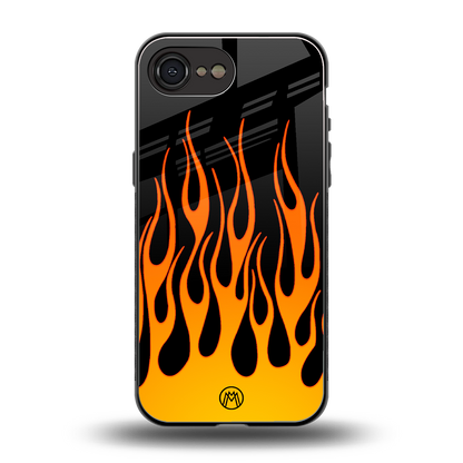 y2k yellow flames back phone cover | glass case for iphone 16e