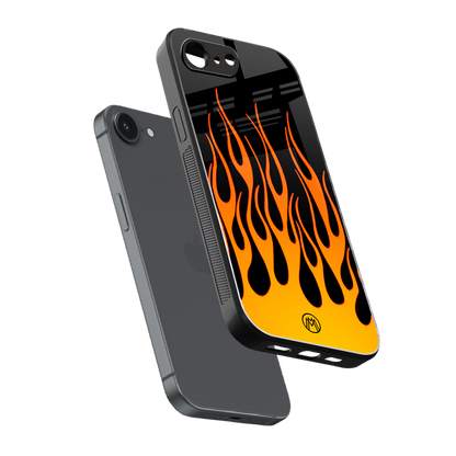 y2k yellow flames back phone cover | glass case for iphone 16e