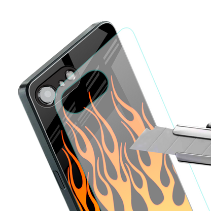 y2k yellow flames back phone cover | glass case for iphone 16e