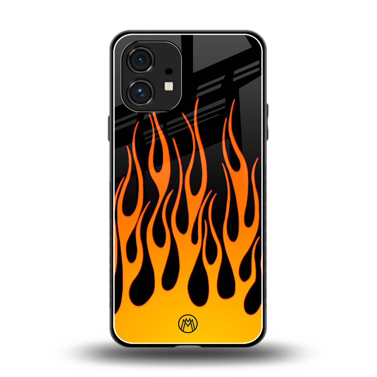 y2k yellow flames back phone cover | glass case for nothing phone 1