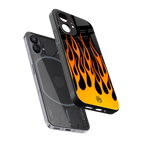 y2k yellow flames back phone cover | glass case for nothing phone 1
