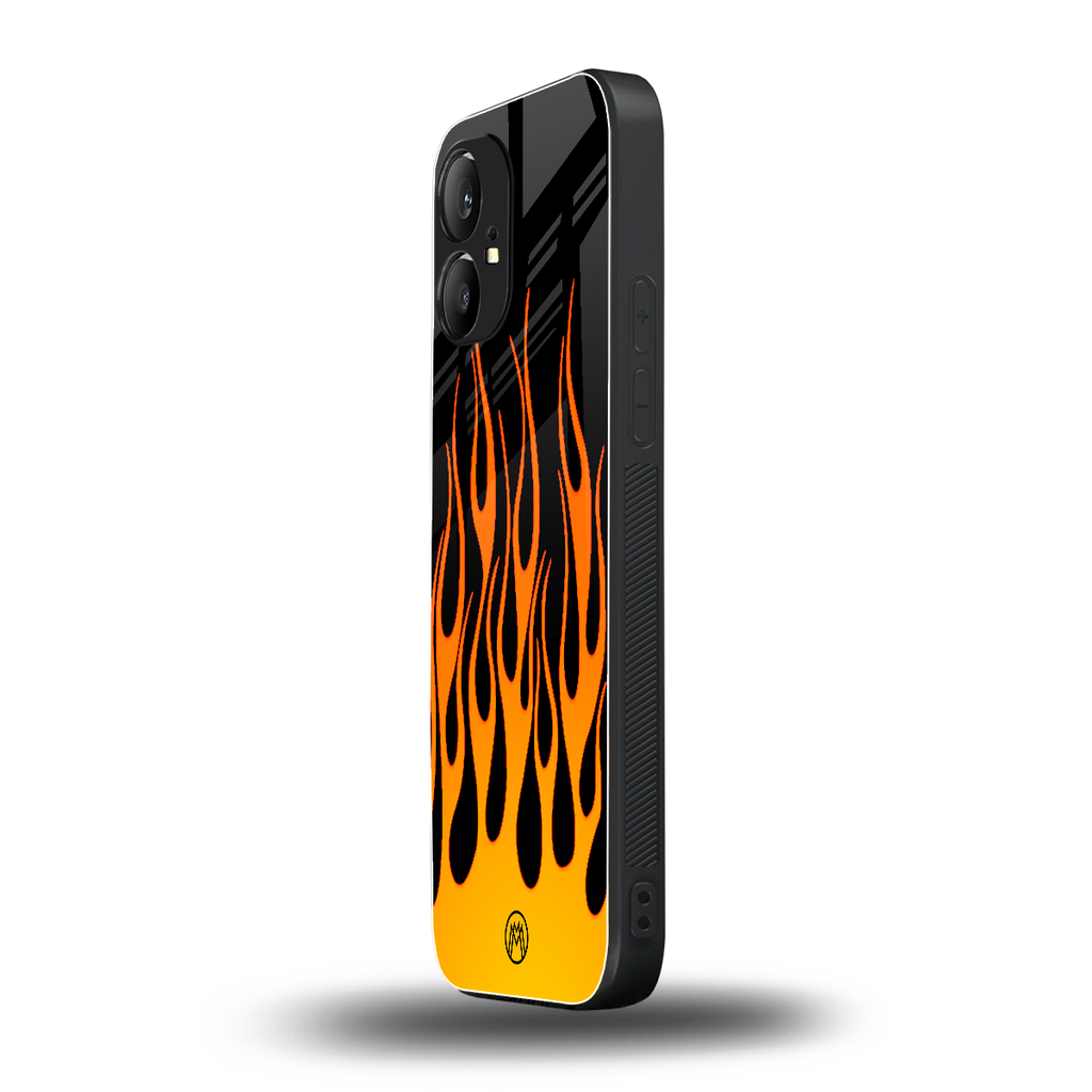 y2k yellow flames back phone cover | glass case for nothing phone 1