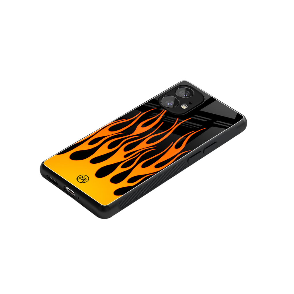 y2k yellow flames back phone cover | glass case for nothing phone 1