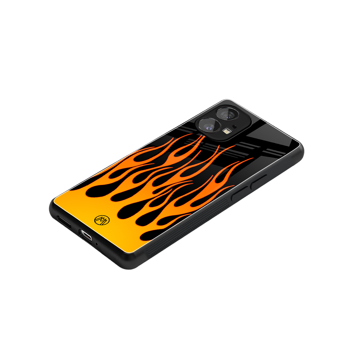 y2k yellow flames back phone cover | glass case for nothing phone 1