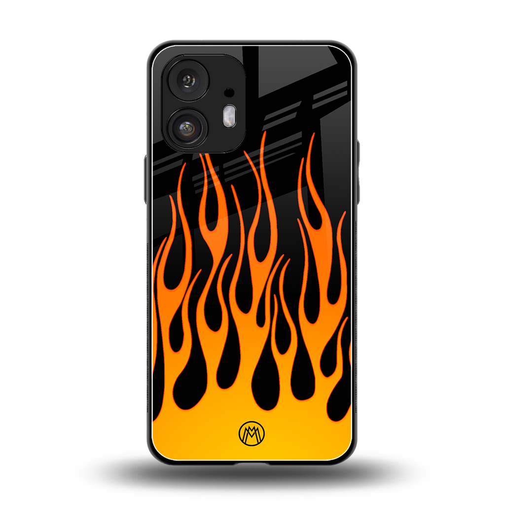 y2k yellow flames back phone cover | glass case for nothing phone 2