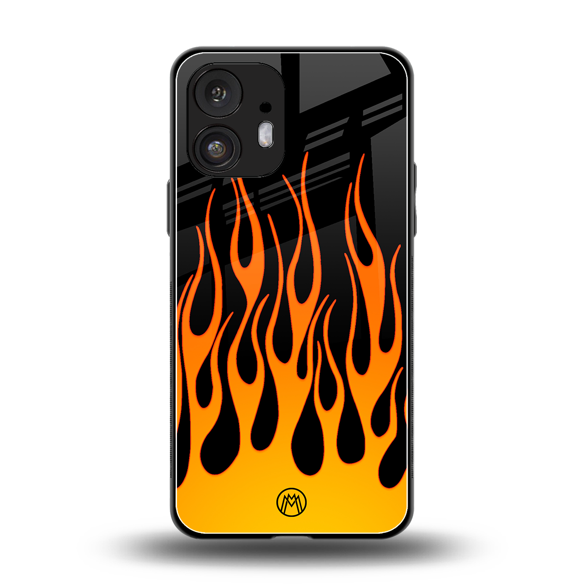 y2k yellow flames back phone cover | glass case for nothing phone 2