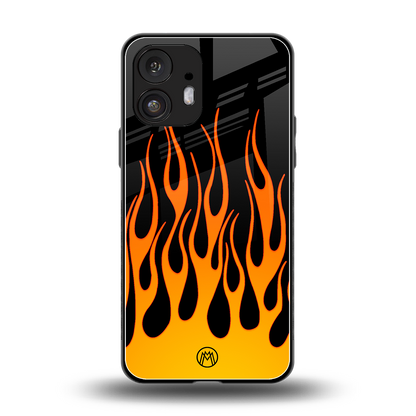 y2k yellow flames back phone cover | glass case for nothing phone 2