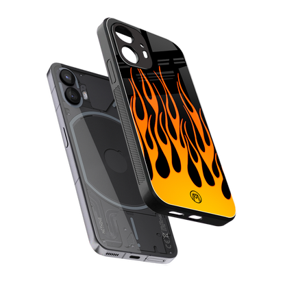 y2k yellow flames back phone cover | glass case for nothing phone 2